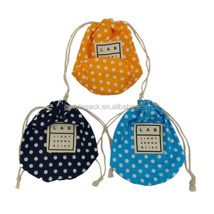 
Wholesale Custom Organic Cotton Candle Cup Fabric Sling Drawstring Rope Bag 