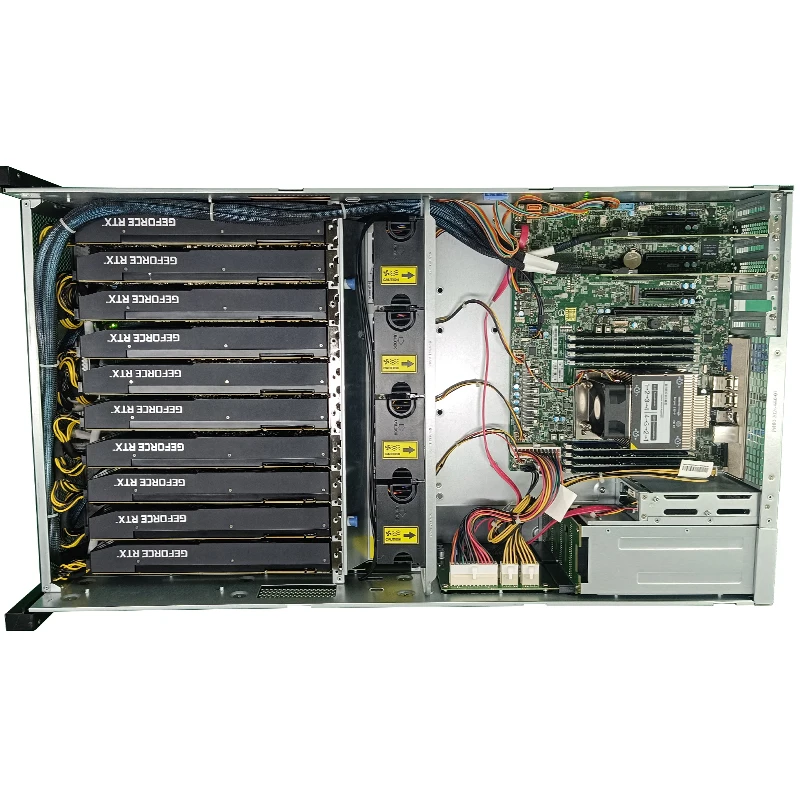Used Goo xi Server Case Support 8 Graphic Cards With 1200W 3+1 Redundant Power Supply 4U Rack Server 8 GPU Server