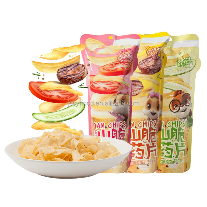 Wholesale Custom private label individual package Chinese casual Vegetable snacks BBQ and Tomato flavor yam Potato chips