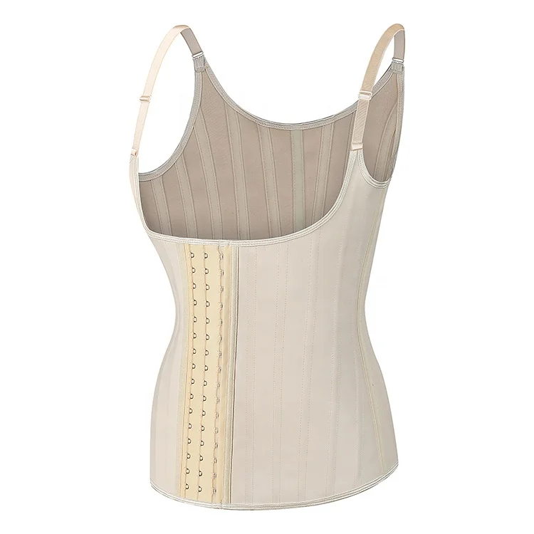 
7008 Wholesale Slimming Latex Corset 25 Steel Bone Vest Waist Trainer Latex with Hooks 