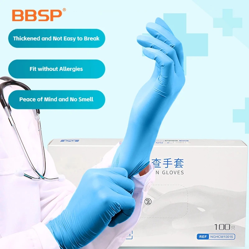 Hot Selling Single-use Powder Free Non Sterile Blue Black White Medical House Nitrile Gloves