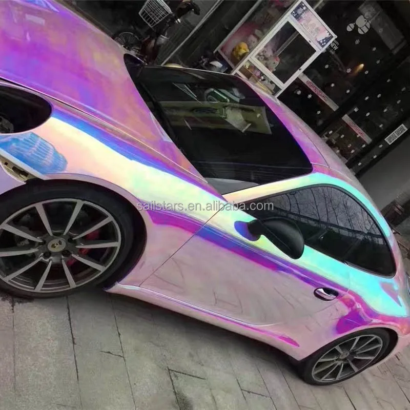 Premium Rainbow Chrome Vinyl Car Wrap Film Bubble Free For Car Sticker