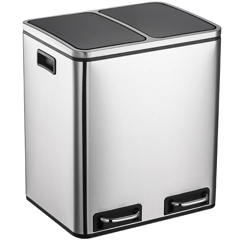 
Manufacturer wholesale dry and wet classification 30L household garbage can kitchen stainless steel trash 