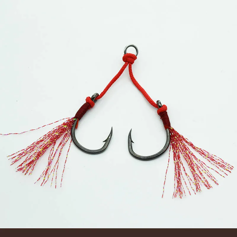 High Quality Mustad Stainless Steel Long with Holes Shank Saltwater Feather Barbed Ocean Fishing Hook