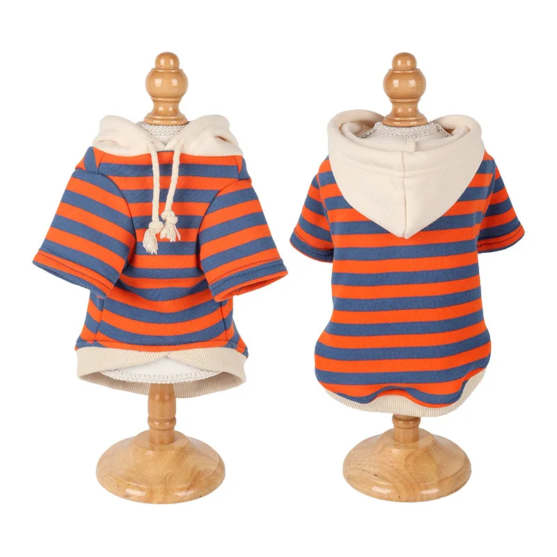 2022 New hot selling  Stripe dog hoodie with hat 100% cotton for cat