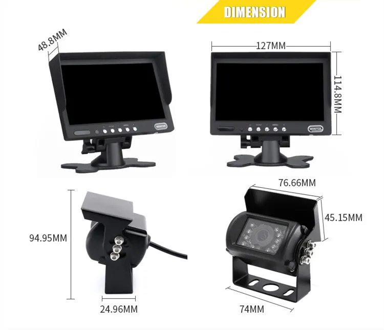 7inch inch DVR monitor quad view 1 2 3 4 channel truck camera recorder system 1080P Digital car Camera cctv System Reversing Aid