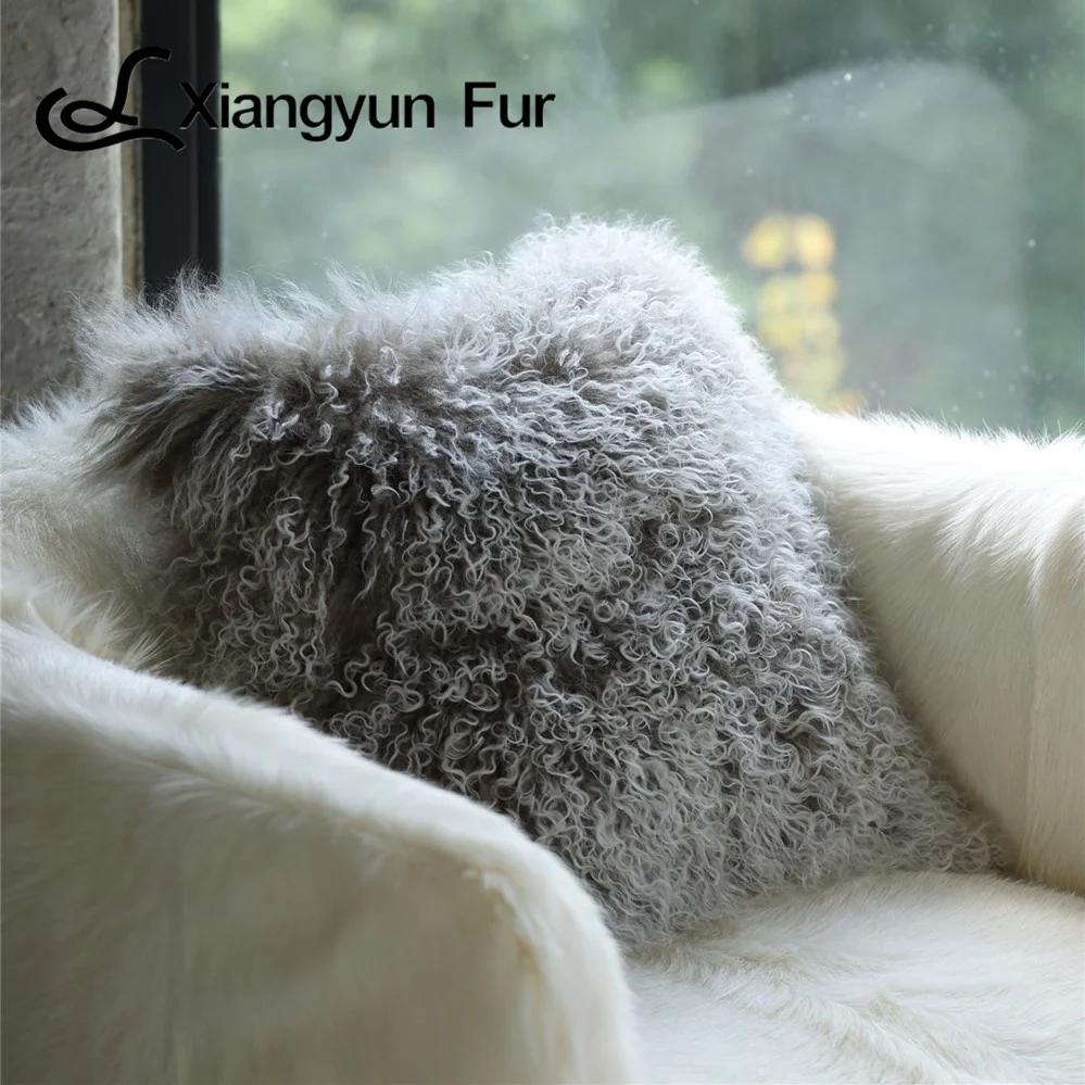 Customized Size Natural Pure Wool Pillowcase Mongolian Lamb for  bedding decor pillow luxury