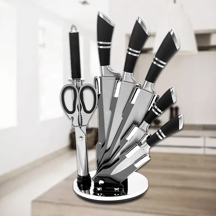  Newest Durable all steel kitchen knife scissors cutter clever acrylic block