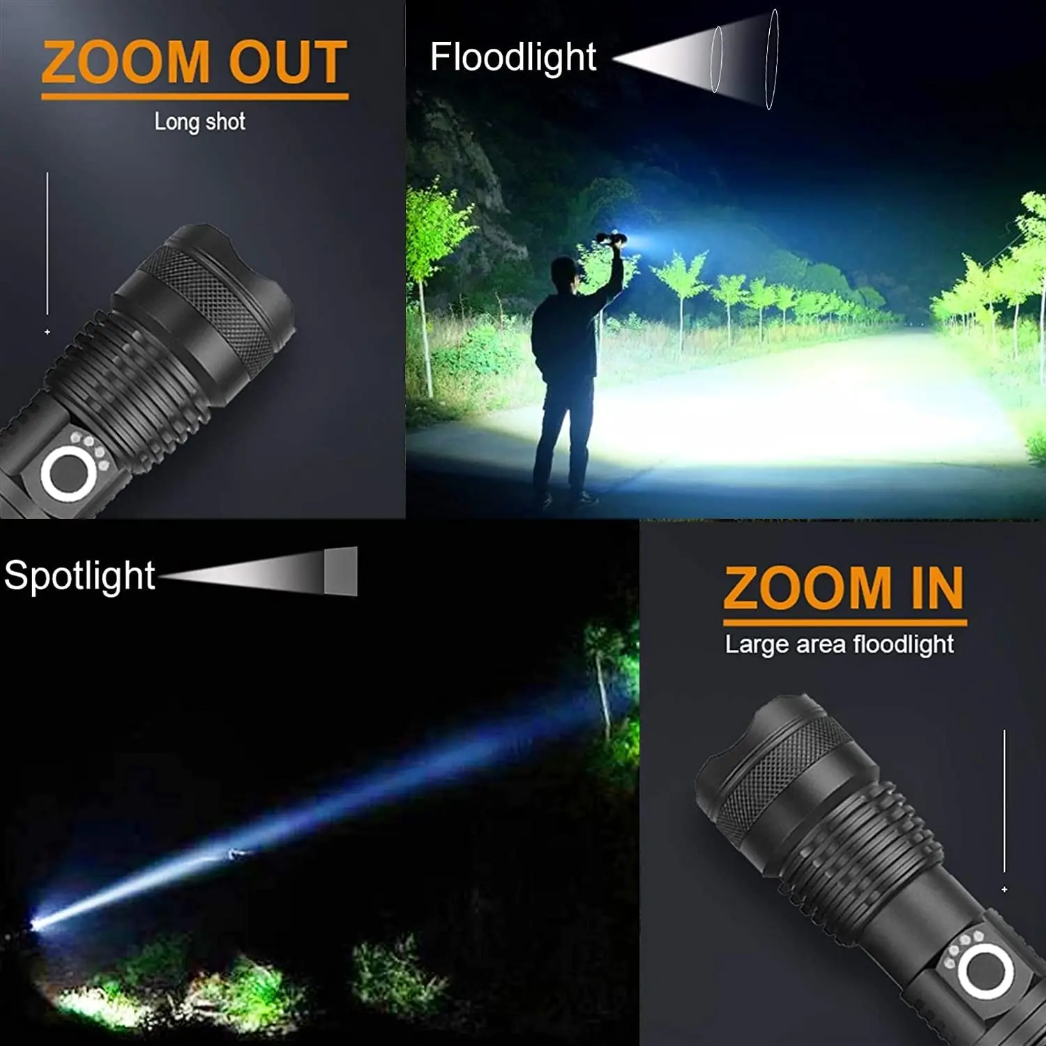 Long Range 18650 USB Torch Light linterna Powerful Zoom Waterproof Rechargeable XHP50 Super Bright LED tactical Flashlight