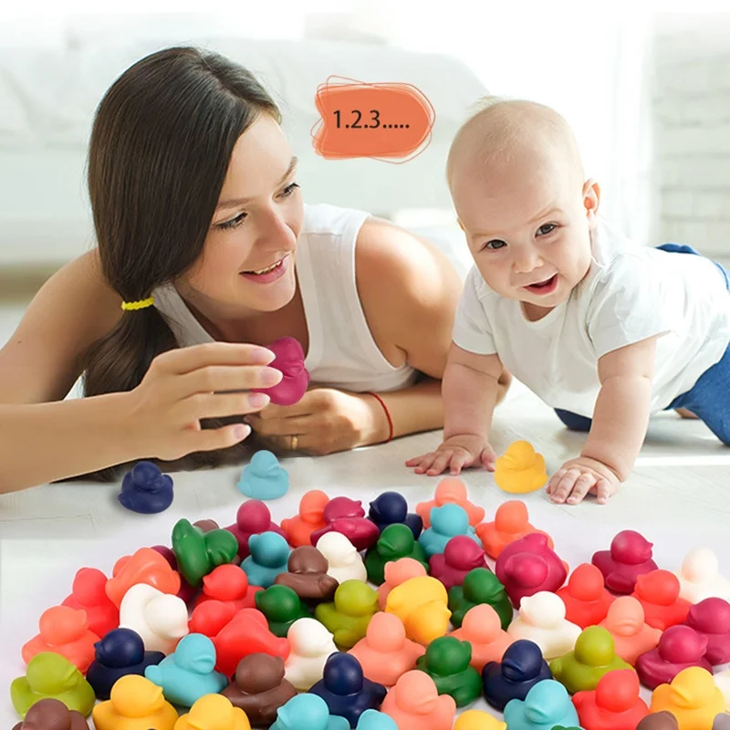 Цветные детские игрушки с подсчетом, утка, динозавр, модель животного, цветное познавательное учебное пособие Монтессори, Игрушки для раннего обучения