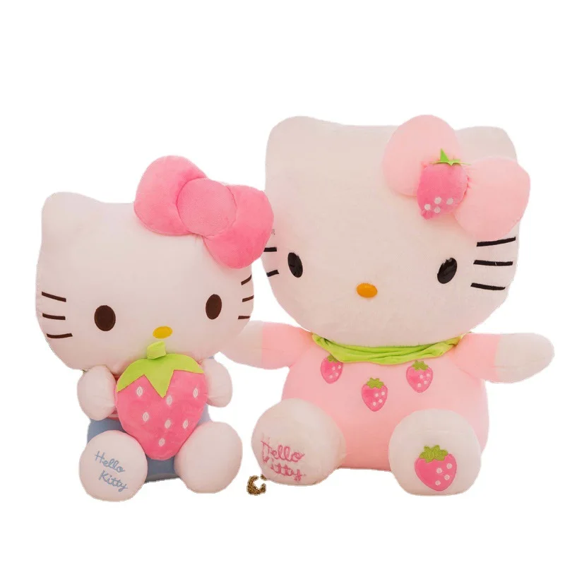 Cartoon Sanrio Hello Cat Plush Kawaii Heart Cats Plush Dolls Stuffed Animal Toy Super Cute Pink Kitten Pillow Gifts for Kids