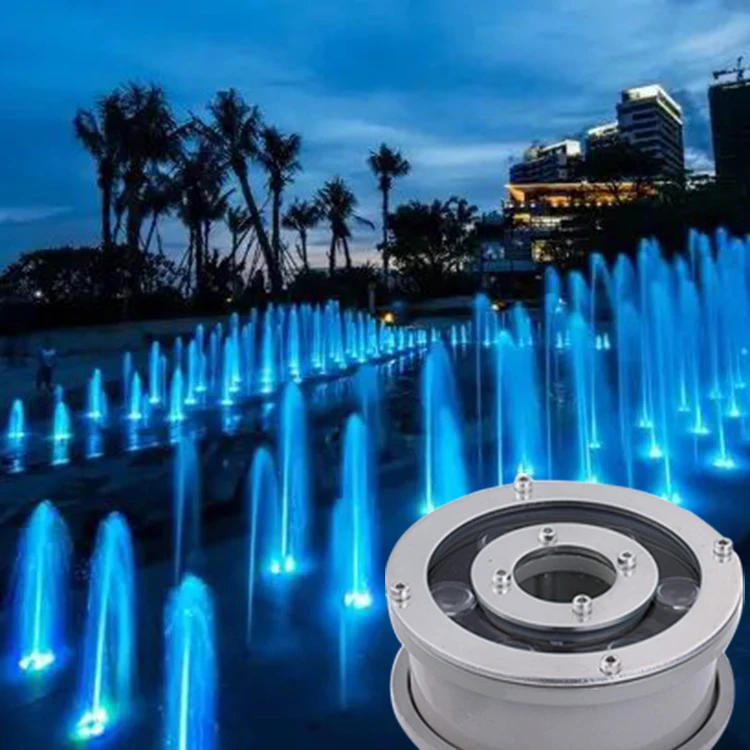 Mini 6W indoor floor water fountain designs IP68 water fountain lights and nozzles rgb pool led fountain light