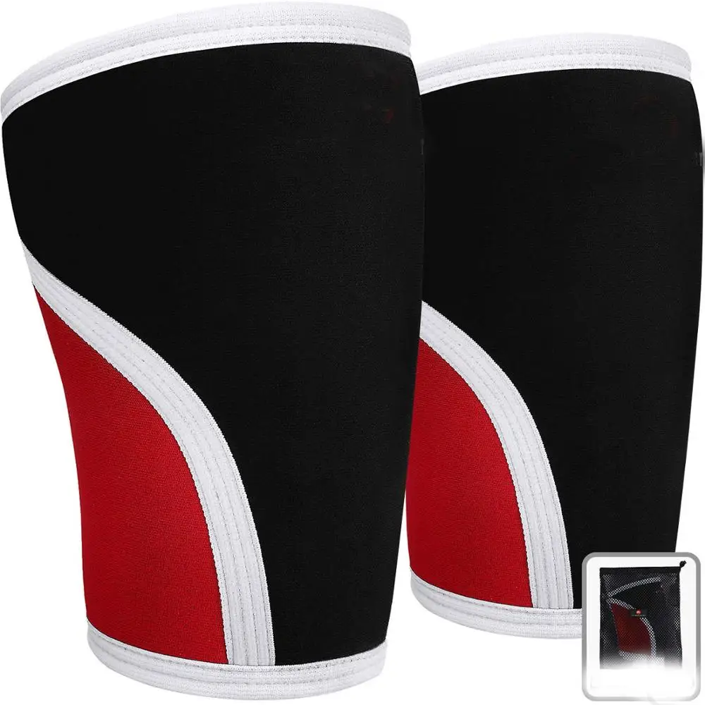 
AJ 19458 Custom Black Red 7mm Neoprene Compression Support Knee Sleeve For Fitness and Powerlifting 