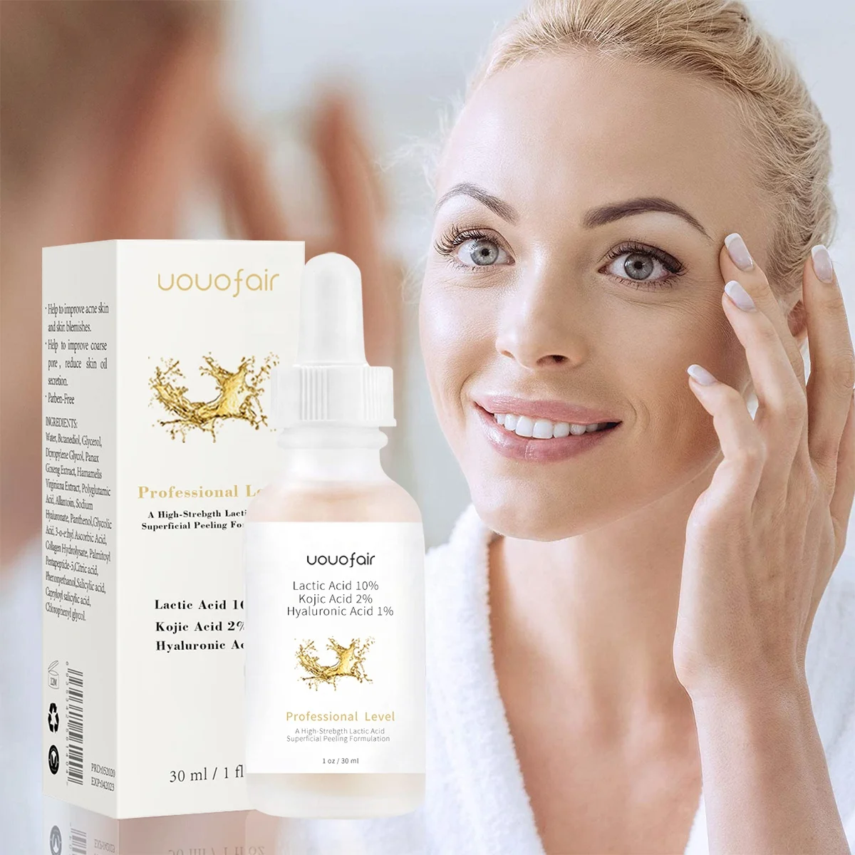 Private Label Custom Dark Spot Remover Skin Whitening Face Serum Lactic Acid Serum with Arbutin  Kojic Acid Niacinamide