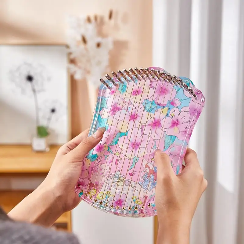 portable musical instrument hapika lyre harp free custom logo 17 strings with case