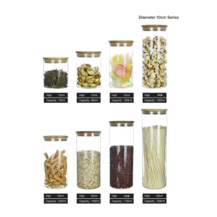 Kitchen Food Storage & Container Clear Borosilicate Airtight Glass Jar With Bamboo Lid