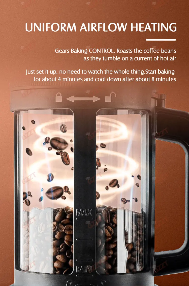 400G Electric Air Coffee Roaster Home Coffee Bean Roaster Time/Temperature/Wind Control Coffee Roasting Machine