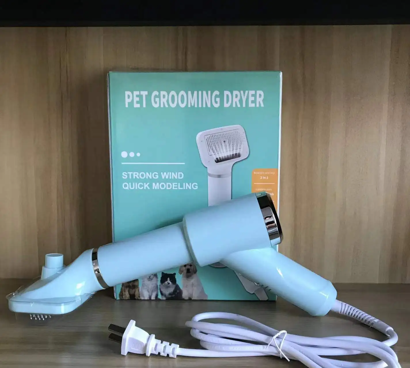 Pet Dryer Dog Grooming Blow Massage Comb Hair 2 In 1 Pet Grooming Combs Double Side