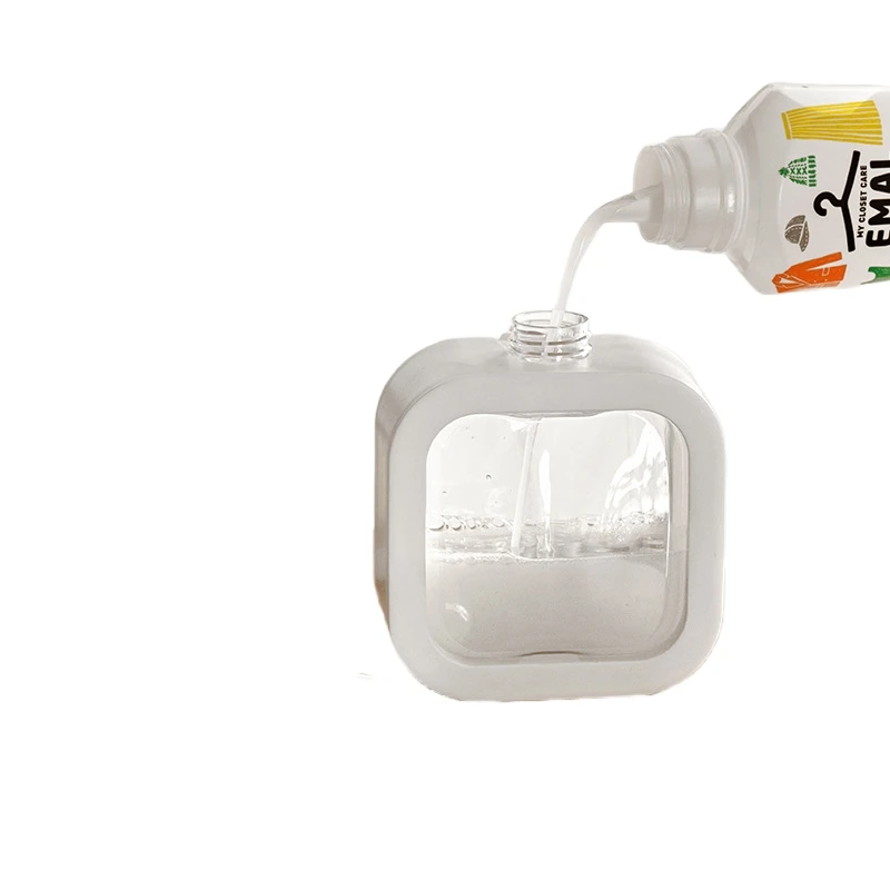 Square Clear 300ml 500ml Press Cosmetic Containers Dish Soap Dispenser PET Plastic Shampoo Lotion Hand Sanitizer Pump Bottle