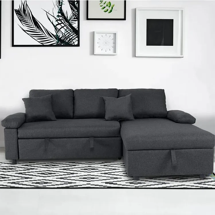 L shape sofa cum bed linen fabric sofa set furniture modern wholesale sofa bed cheap