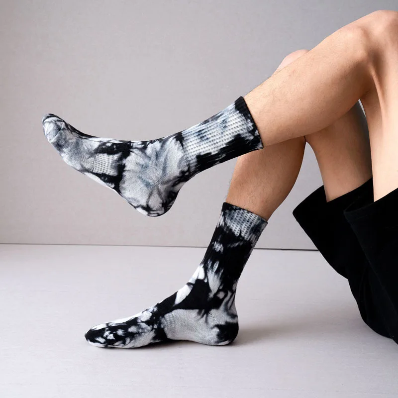 High Quality Fashion Tie Dye Printed Crew Mens Dress Socks Unique Custom Tie Dye Socks