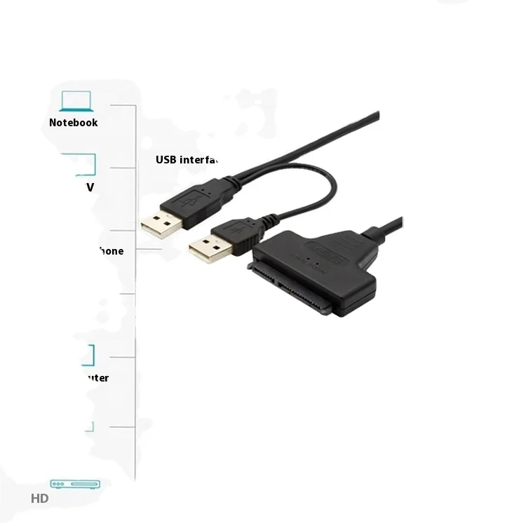 USB 2.0 To SATA Hard Drive Adapter Cable SATA Data Cord for 2.5 Inch Hard Disk Drive HDD Line