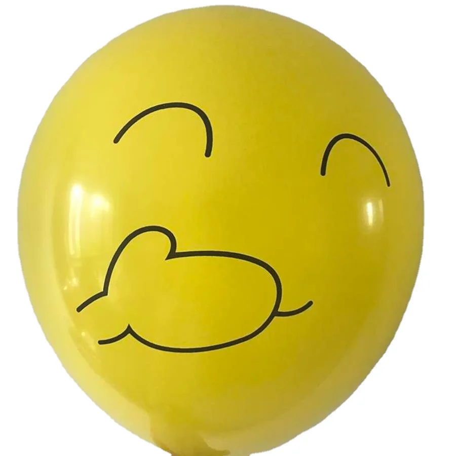 Yellow Latex Ballons Party Smiley Smile Face Printing on the Balloon