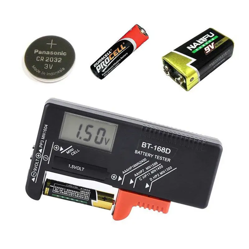 BT168D BT-168D Digital Battery Tester Volt Checker for AA AAA 9V Button Multiple Size Battery Tester Voltage Meter Tools