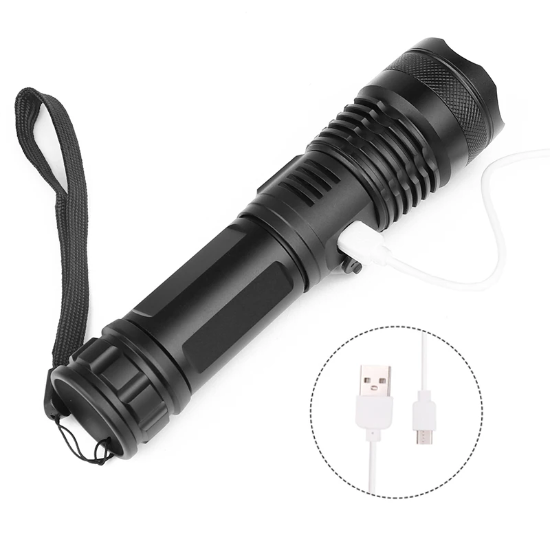 XHP50 LED Rechargeable Hand Held Flashlight 20000 Lumens Streamline Flashlight Professional Strong Light LED Flashlight Torch