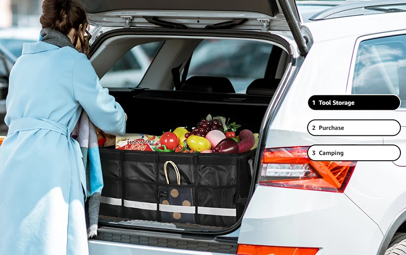 Large Capacity  Foldable SUV Storage Car Accessories Car Trunk Organizer