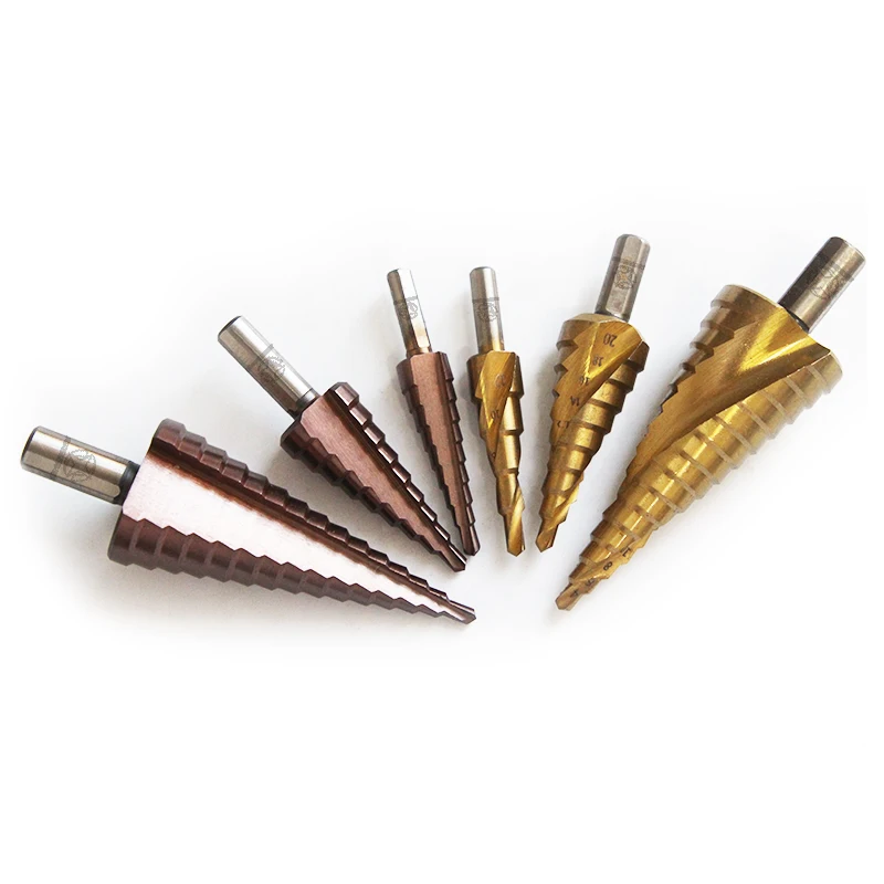 High Hardness Reaming Conical Tungsten Stainless Steel Metal Wood Drilling Titanium Coated Hss Step Drill Bit Set