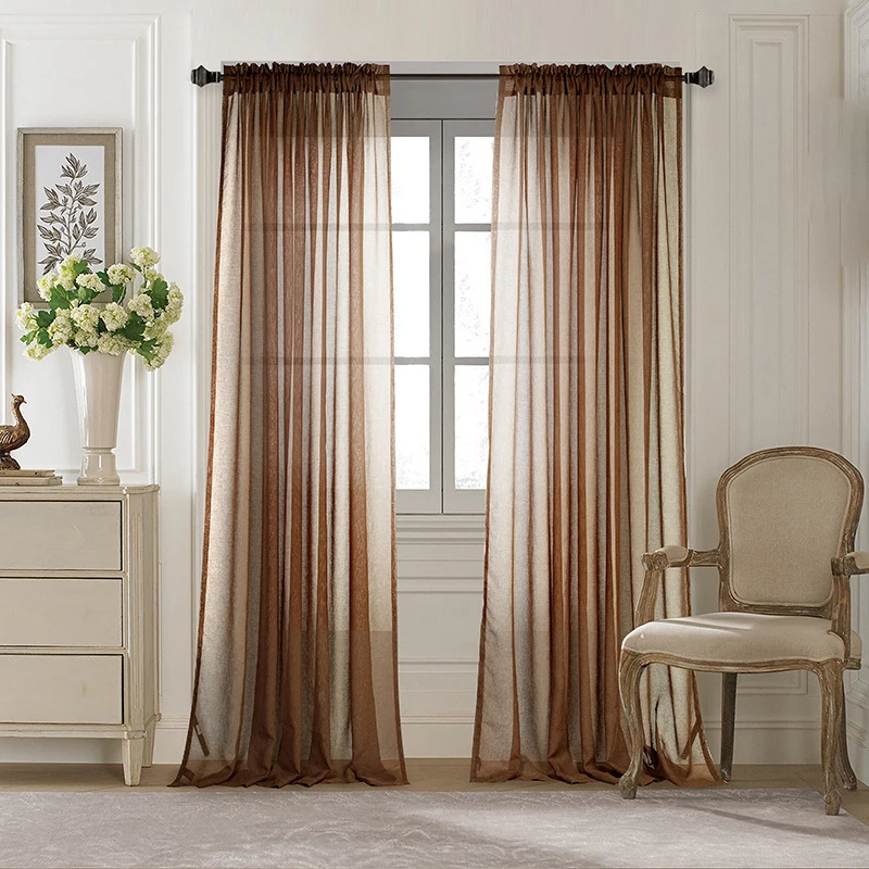 Bedroom Living RoomThreading Rod Curtain Sheer Fabric Voile Modern Lace Curtains