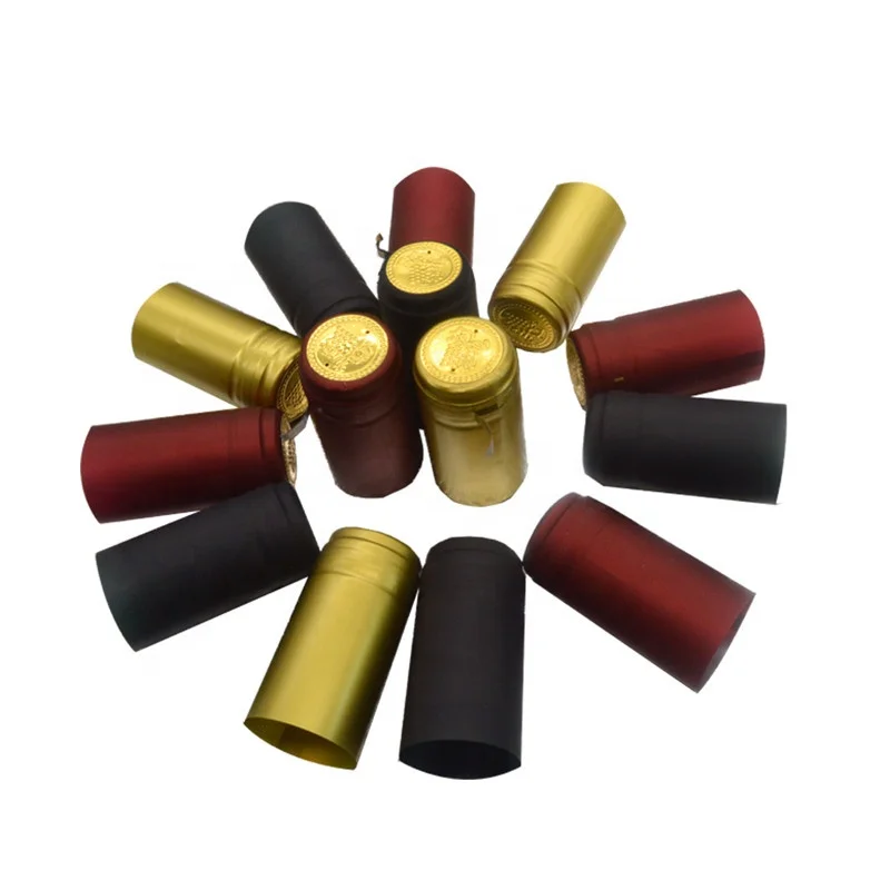 Customize PVC Heat Shrink Caps Seal For Champagne Wine Liquor Bottle Cap Shrink Wrap With Tear stripe