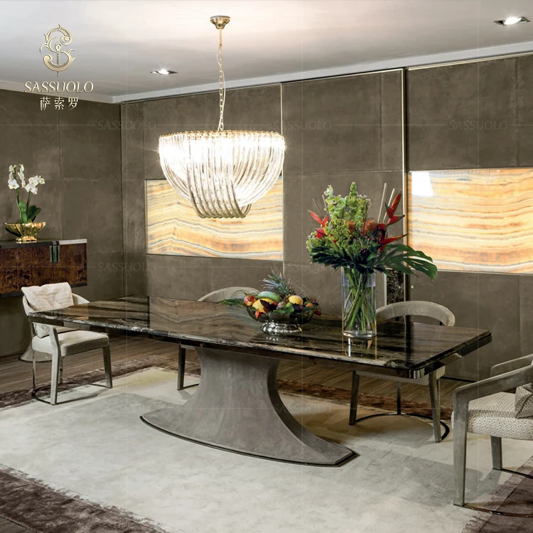 
Sassuolo luxury Louvre dinning furniture long marble italian design table dining table Foshan China 