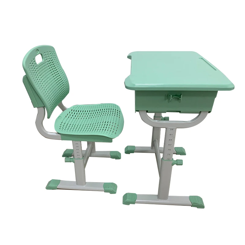 China Cheap Old Furniture Desi School Tables and Chairs Green Adjustable Kids