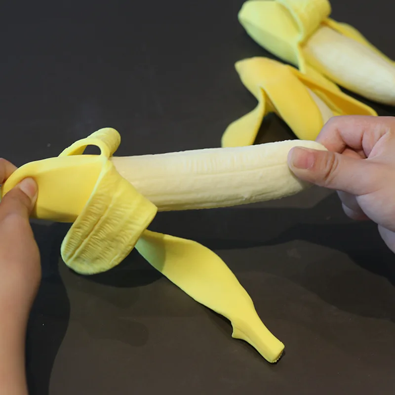 TPR decompression toy simulation peeling banana extrusion vent stretching toy tension decompression banana pinch music toy