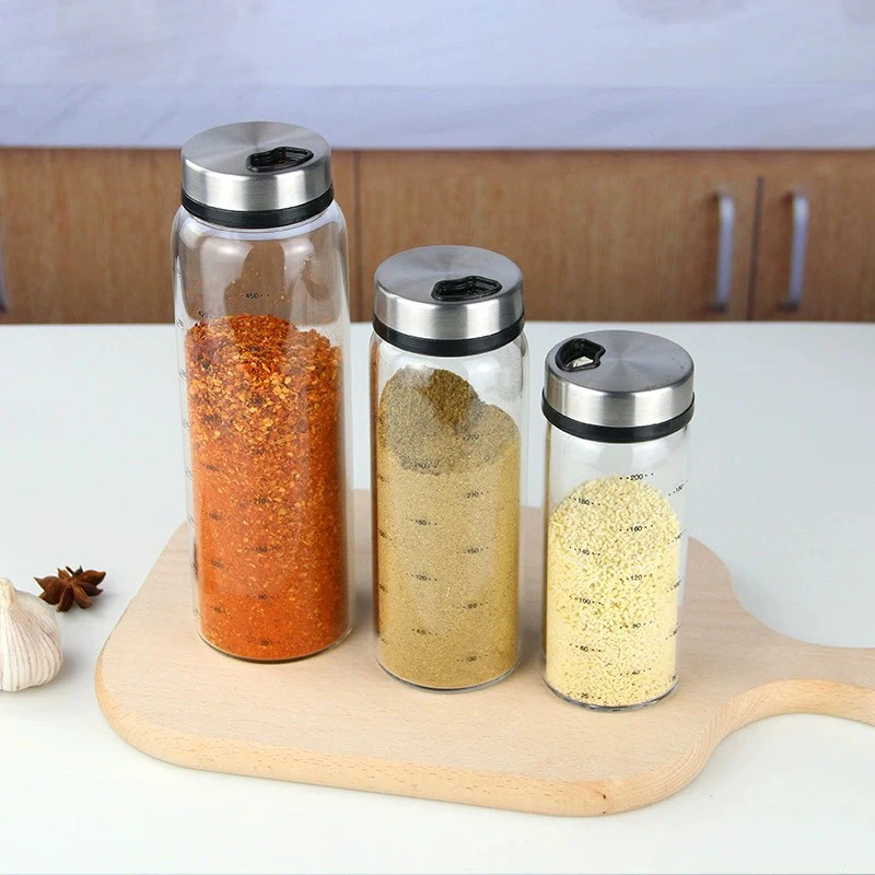 Spice caster in glass material pepper shaker and salt shaker