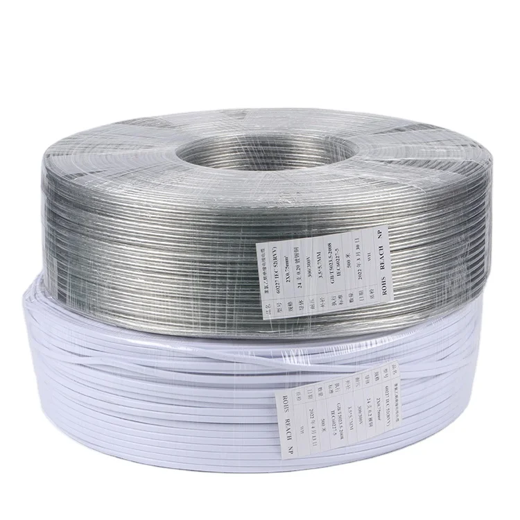 New Arrival Insulated 2 Cores 0.5mm 0.75mm Appliance Device Power Cord CE CCC H03VVH2-F Electric Cable
