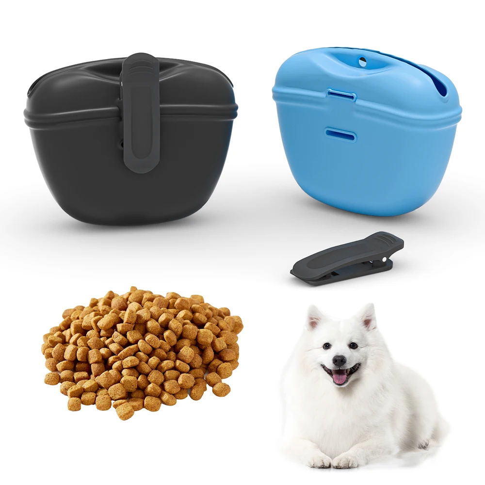 Easy To Clean Portable Dog Training Snack Holder Bag Bpa Free Pet Food Storage Container Reusable Silicone Dog Treat Pouch