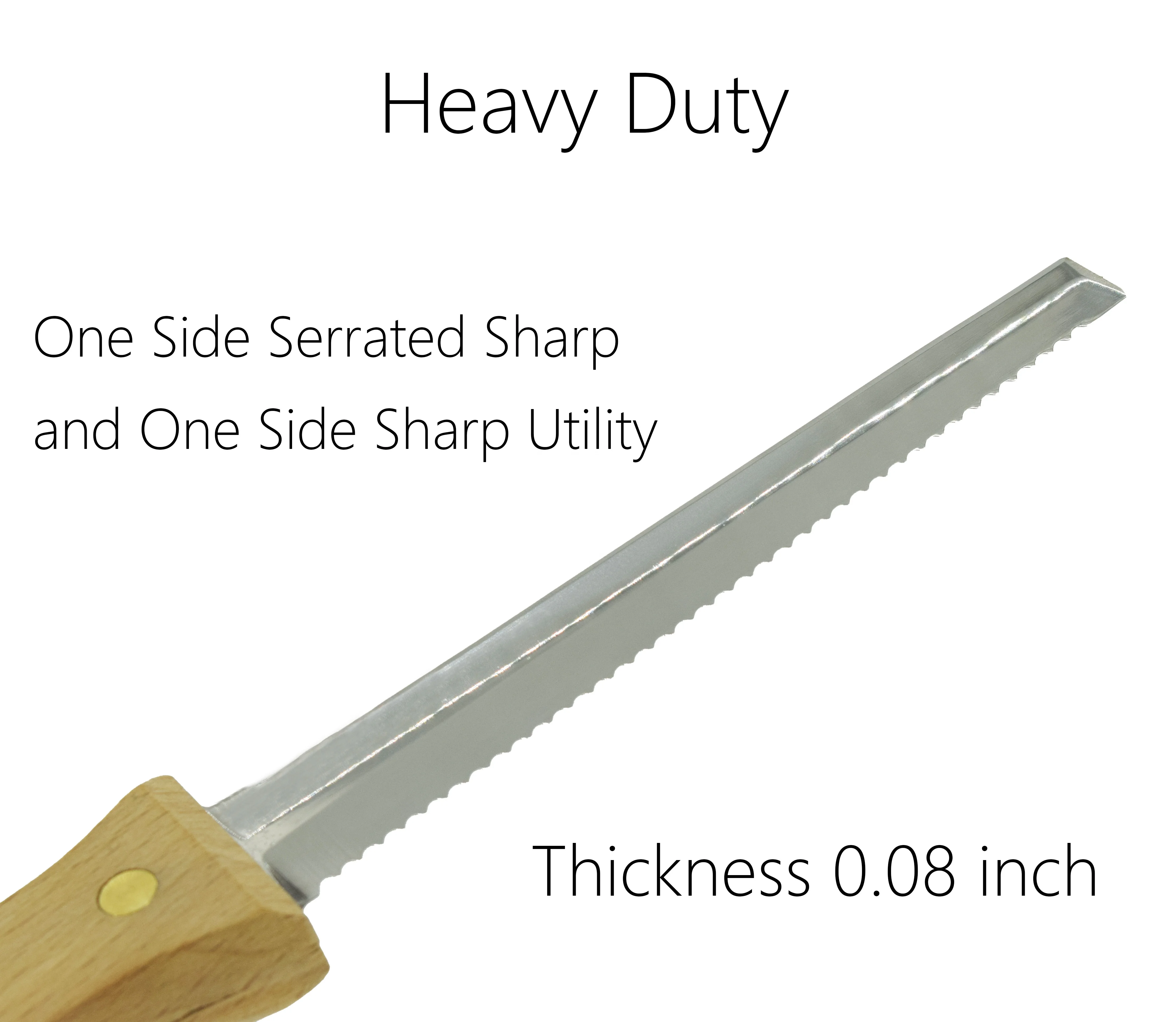 Insulation Knife with 5 Inch Long Stainless Steel Blade with Wood Handle, One Side Serrated Sharp Untility Knife Tool