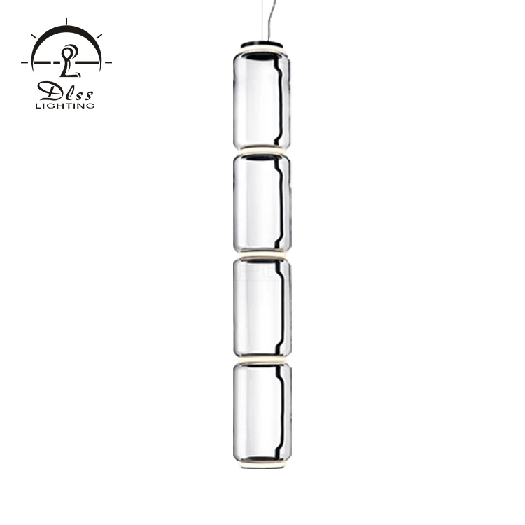 
American Leisure Home Decoration Vintage LED Clear Smoke Glass Pendant Lamp Transparent Luminous Light Handmade 