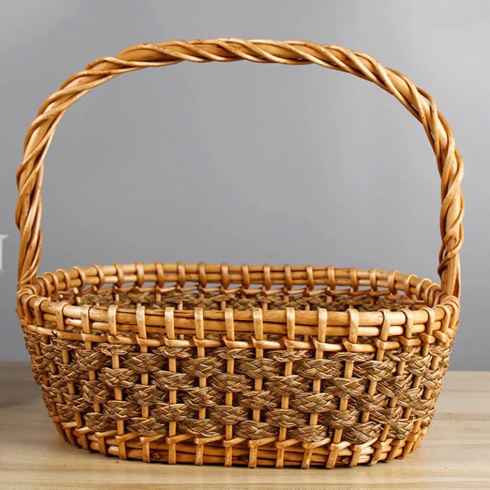 China Basket Supplier Hand Woven Cheap Price Wholesale Willow Material Wicker Baskets For Gifts With Handle