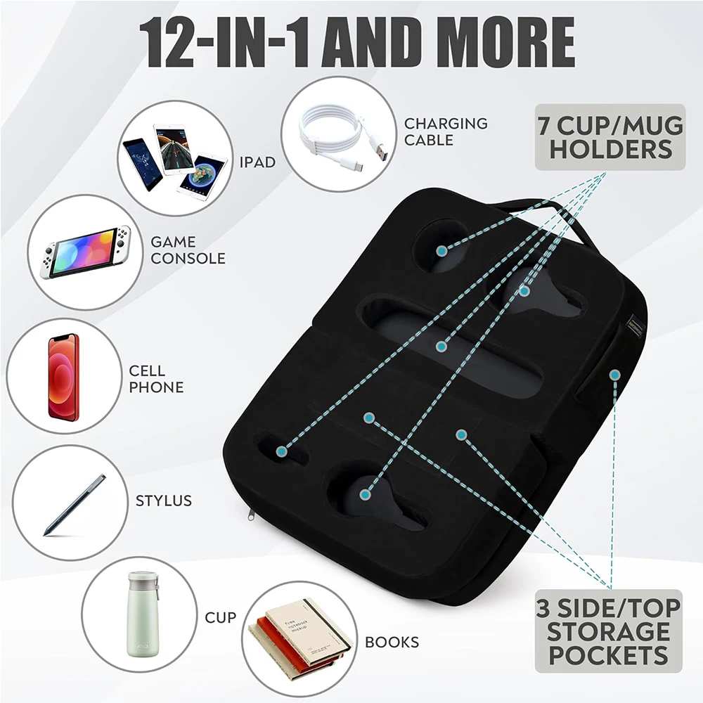 Sofa Organizer Caddy Coffee Couch Cup Holder Tray for Drinks Remotes Phones Snacks