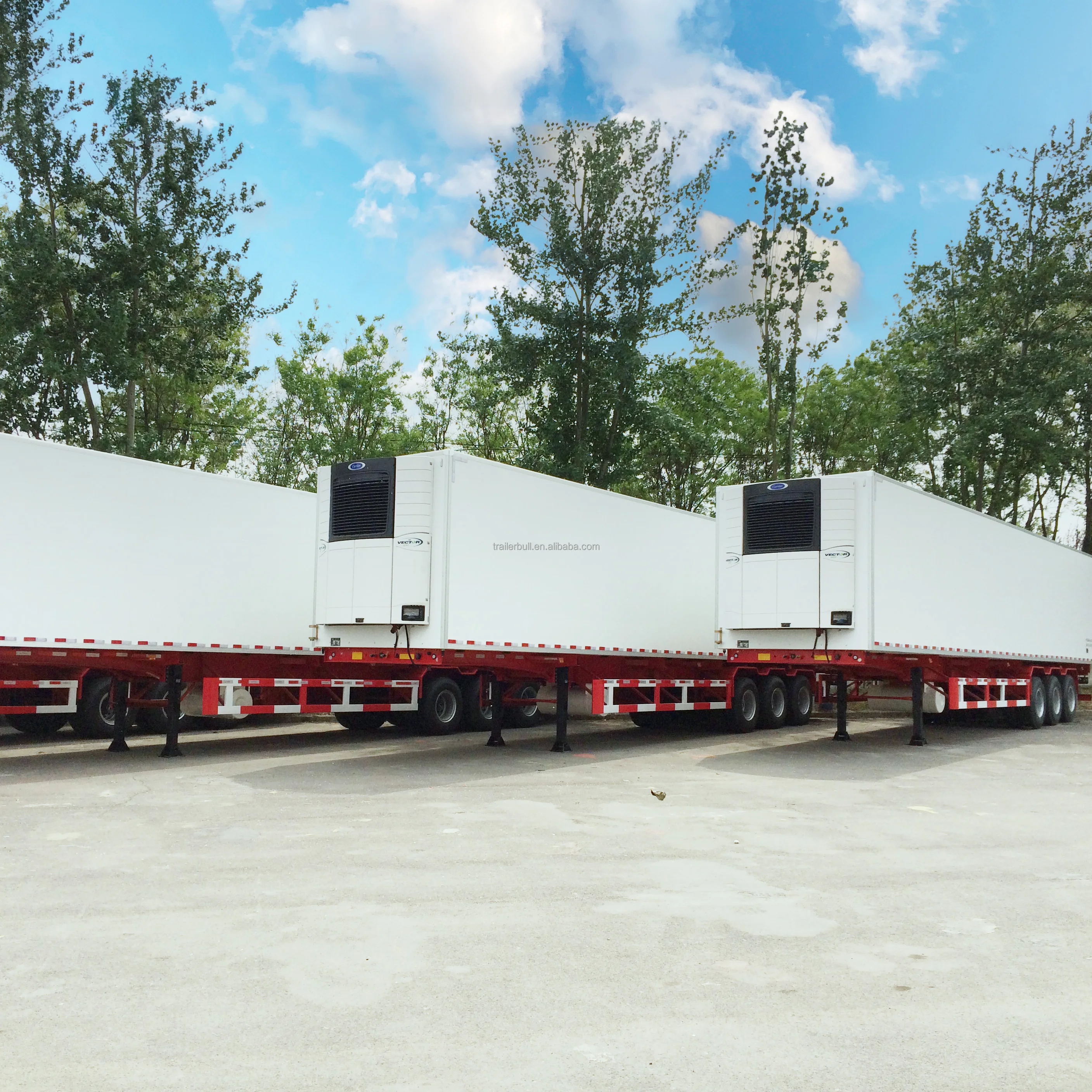 40ft 2 Axles FRP Coated PUR Semi-Trailer Thermoking Carrier with Refrigerator Units for Fresh Fruits and Frozen Meat