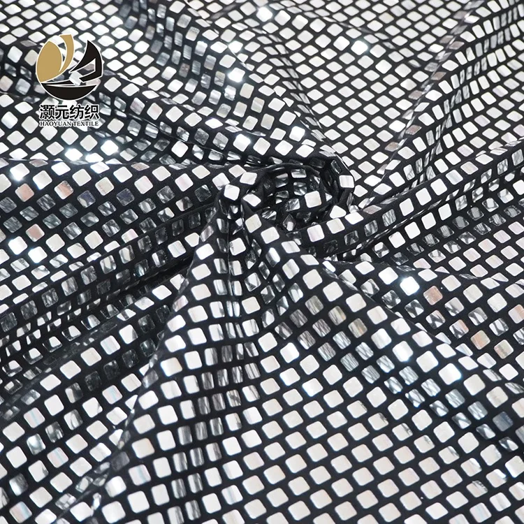 High quality nice designs 100 polyester fabric knitting sequin fabric for women show dress