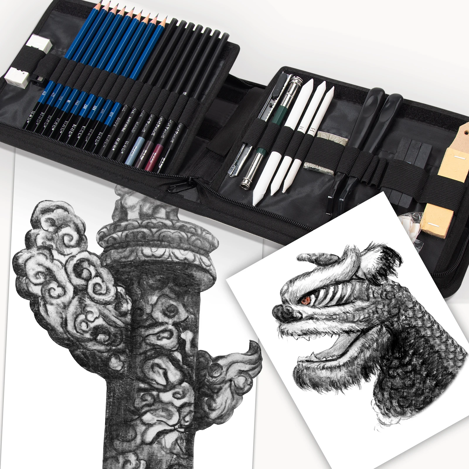 52-piece sets sketch and drawing art pencil kit