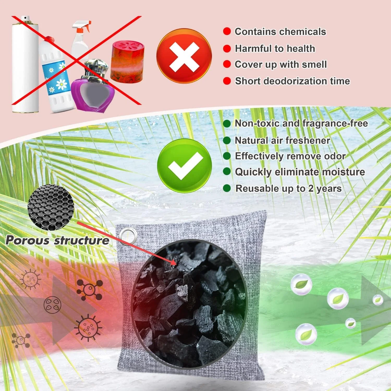 200g Bamboo Charcoal Bag Odor Absorber Activated Charcoal Air Purifying Bags in Stock