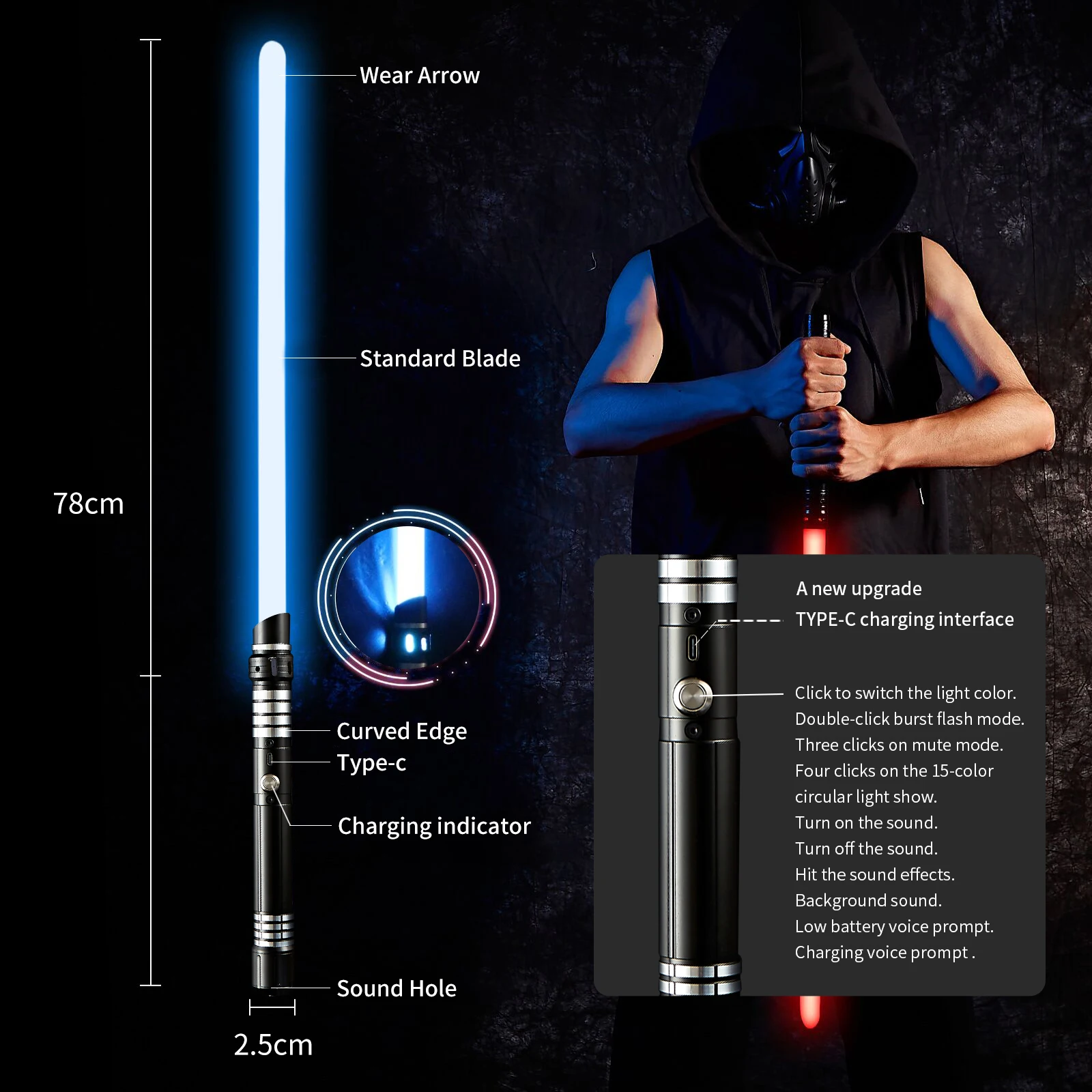 Metal Hilt Laser Sword Dueling Force Lightsaber  With bluetooth function Led Flashing Light Up Sword For Party
