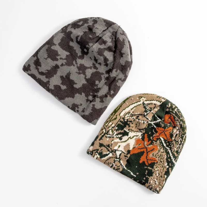 2021 Newest Designed Camouflage Jacquard Army Hunting Camo Fisherman Beanie Knit Toque Hat