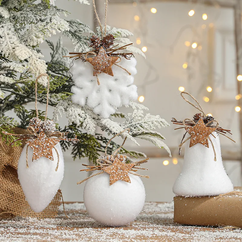 Foam ball White Snowflake drop bell Sticky Decoration Christmas Ball Ornament Pendant Drop Ball